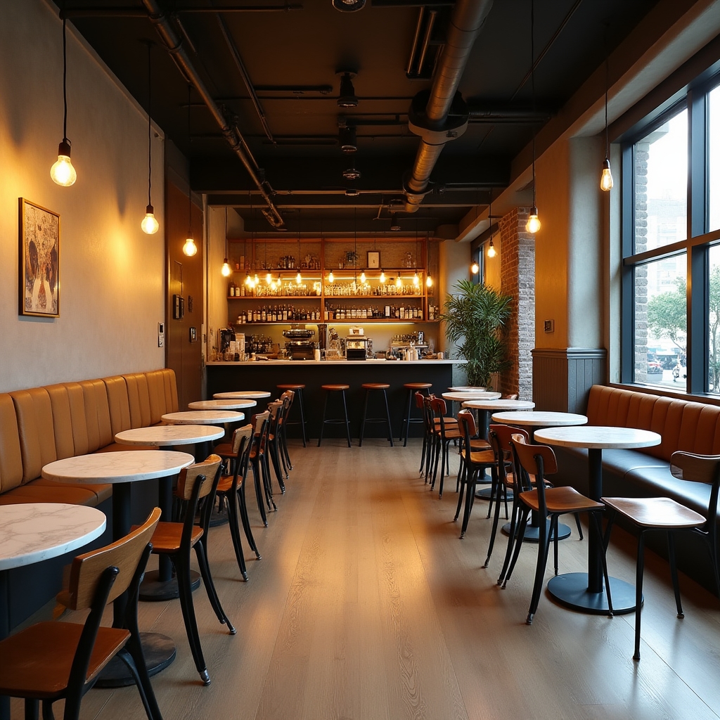 Cafenea reamenajată cu mobilier nou aranjat
